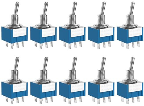 SCOOYUCK 10 Stück Mini Kippschalter, 12V 24V 125V 250V (3-250V) ON OFF ON 6 Polig Switch, Wippschalter, Für PKW, LKW, Boote, Schiffe