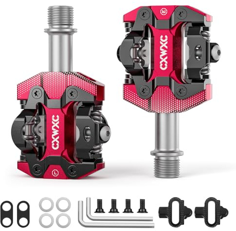 CXWXC Fahrradpedale mit 3 abgedichteten Lagern aus Aluminiumlegierung für MTB, Trekking, Rennräder (Rot)