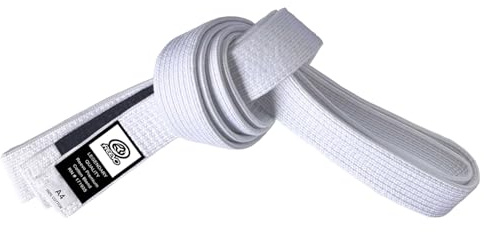 REEVO BJJ Belts - Premium Cotton, IBJJF Compliant, Brazilian Jiu Jitsu Belts, White, A4