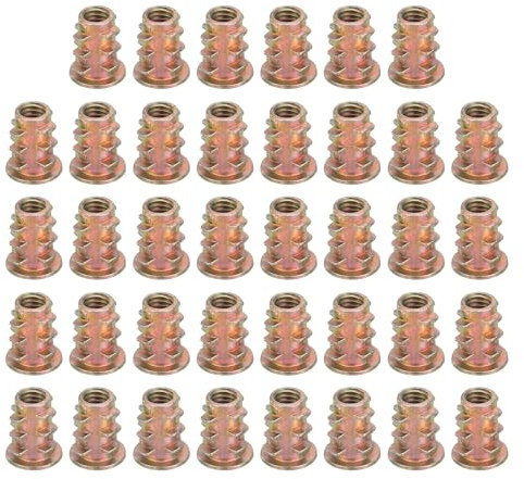 sourcing map 38 Pcs Threaded Inserts for Wood, Zinc Alloy M4 Thread Inserts Nuts Hex Socket Drive Screw 10mm Length for Furniture, Cabinet, Tables and Chairs