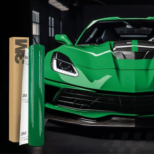 3M 2080 Bilinpackningsfilm Självhäftande bilfolie för bil motorcykel båt 3D lackskyddsfilm med luftkanaler för inpackning (G46 Glans Kelly Green, 50 x 152 cm)