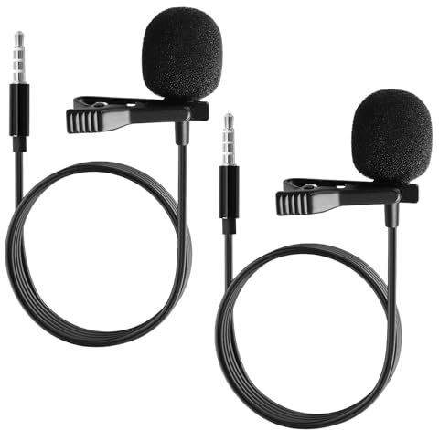 Lavalier Microphone, Professional Lavalier Microphone with Noise Cancellation, 1.5m Cable, Convenient Lavalier System for Recording Interviews, Podcasts, Video Conferencing, Voice Dictation, and More.