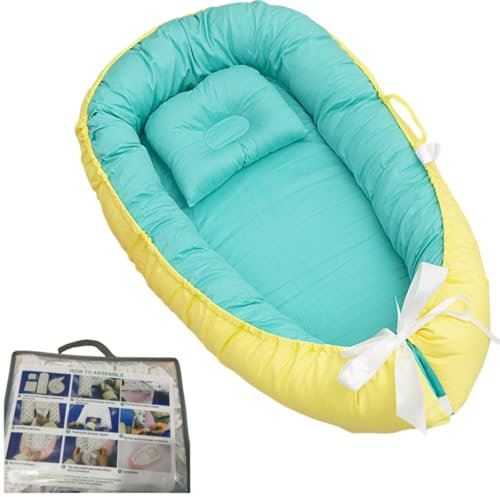 iuscacey Babyliege, atmungsaktives und sicheres Co-Sleeping-Stubenbett, Abnehmbarer Bezug und Kissen zum einfachen Waschen, Babybett, perfekt für unterwegs und zu Hause (0–12 Monate)
