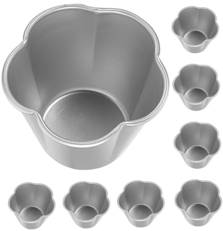 Cabilock 8 Piezas Moldes para Hornear de Aluminio Moldes Individuales Antiadherentes para Magdalenas Cupcakes y Compacto para Postres Caseros
