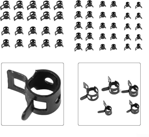 Lot de 50 colliers de serrage pour tuyaux de carburant, gaz, eau, clips à ressort auto-serrants compatibles avec les petits moteurs automobiles tuyaux d'aspiration en silicone