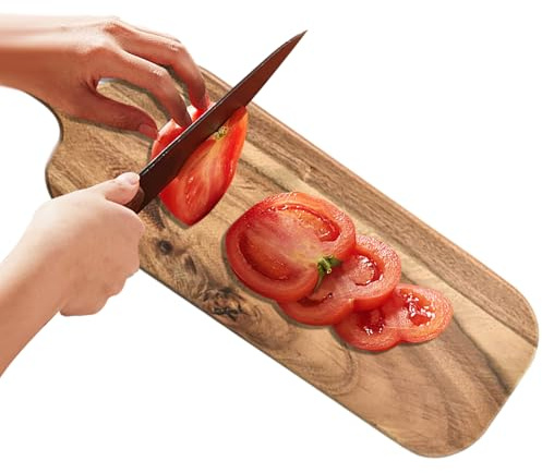 Hitburu Tablas De Cortar De Madera Para Cocina,Tablas Con Asa Incorporada - Platos de Servicio Reversibles para Cocina Quesos y Restaurante con Uso Versátil