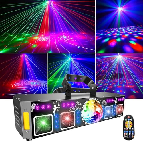 Disco Lights for Parties, Pro 7 in 1 DMX & Sound Activated Light Show Machine with Disco Ball Light, DJ Lights, RGBW & UV Strobe Party Lights Indoor for Parties Halloween Bar Rave Club Show