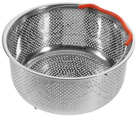 TOPBATHY Cesta Vapor Acero Inoxidable con Asas para Olla Vaporera Multiusos Rejilla de Cocción con Orificios Finos para Alimentos al Vapor como Arroz Mariscos y Verduras