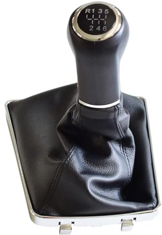 Qsnfda Pomo de palanca de cambios Para VAUXHALL Para OPEL Para ASTRA III H 1.6 2004-2010 Manual 5 Velocidades Palanca Cambios Perilla Con Cubierta Cuero Antipolvo(6-Speed-Black)
