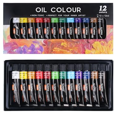 Yolkify Oil Paint Set, 12 Rich Colours Non-toxic Oil Paints for Artists & Adults, Ideal for Canvas, Crafts & Art Creation