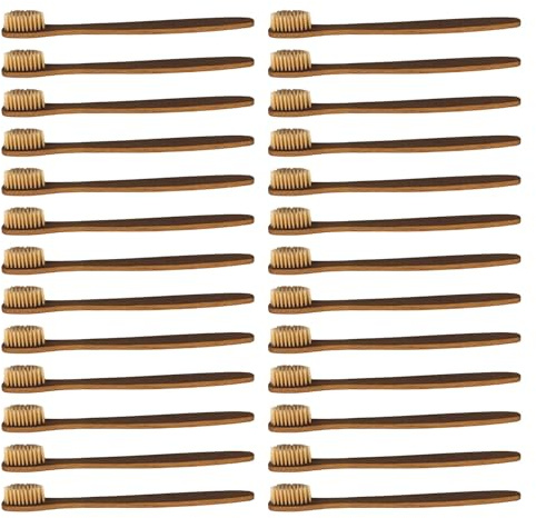 Healvian Spazzolino da Denti per Cura Orale in Bambù 50 Pezzi Setole Morbide Design Naturale Minimalista per Famiglia e Viaggio