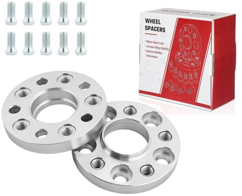 Spurverbreiterung Distanzscheiben LK: 112/5 NLB: 66,5 2x20mm Spurplatten mit 10x Radschrauben M14x1,5X25mm Kompatibel mit Audi A4 A5 A6 4G A7 Kompatibel mit Mercedes
