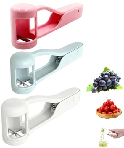 2 Grape Slicers and 1 Grape Cutter, Strawberry Cutter, Strawberry Slicer, Fruit Cutting Tools for Meal Preparationportable Design for Travel and Family Use