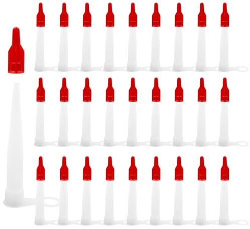 50 Pezzi Cartuccia Ugelli in Silicone, per Sigillante Adesivo e Pistola | Beccucci per Cartuccia Bianco, Ugelli per Silicone con Coperchio, Distribuzione Uniforme Della Colla, Plastica