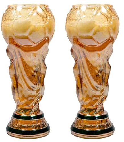 SpirWoRchlan Pack de 2 Copa Mundial Trophy, Vasos Cerveza para La Copa Mundial de FúTbol 2026, 500ml Jarra de Cerveza, Regalos para Hombres Aficionados Al FúTbol (Oro)