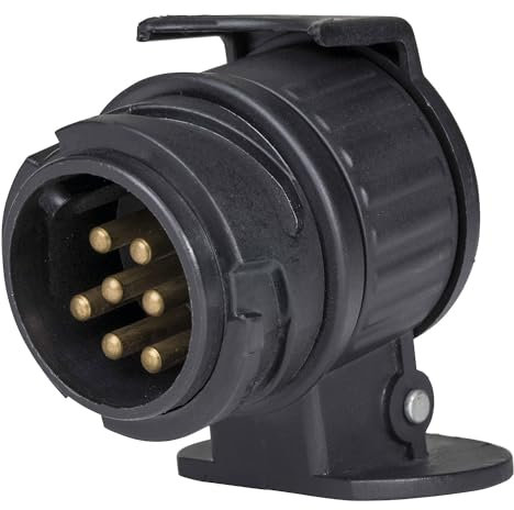 as - Schwabe Mini adaptador universal - enchufe de remolque de 12 V para exteriores - conexión de enchufe de coche de 13 polos y enchufe de caravana de 7 polos - Negro I 60439