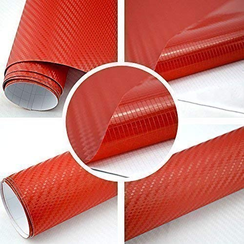 TipTopCarbon 8,55€/m² Autofolie 3D Carbon Rot 152cm breit BLASENFREI mit Luftkanäle 3D Flex Selbstklebende Folie Auto folierung