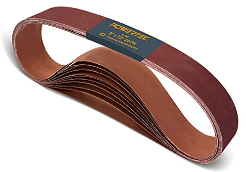 POWERTEC 111540 2 x 72 Inch Sanding Belts | 40 Grit Aluminum Oxide Sanding Belt | Premium Sandpaper – 10 Pack