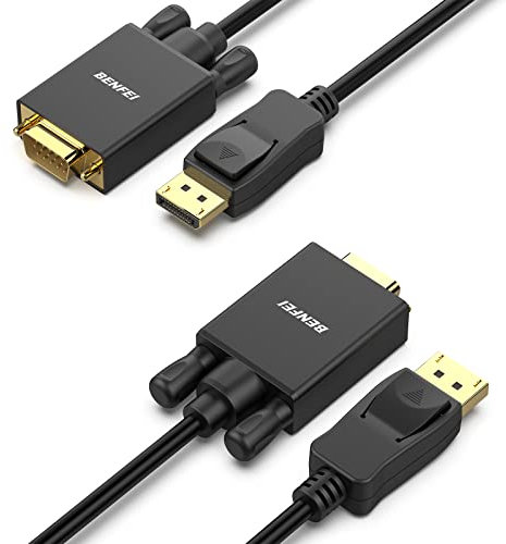 BENFEI DisplayPort to VGA 1.8M Cable 2 Pack, Display Port to VGA Adapter Male to Male Gold-Plated Cord for Lenovo, Dell, HP, ASUS and other brand