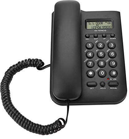 Eboxer Téléphone Fixe Filaire Téléphone Mural DTMF/FSK Affichage ID de l'Appelant pour Maison, Bureau (Noir)