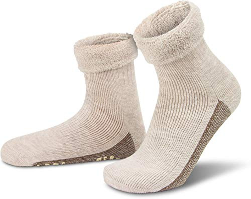 normani ALPAKA Wollsocken mit Alpaka- & Schafwolle sowie rutschfestem ABS-Aufdruck | Hausschuh-Socken | Dicke Kuschelsocken mit Antirutsch-Sohle