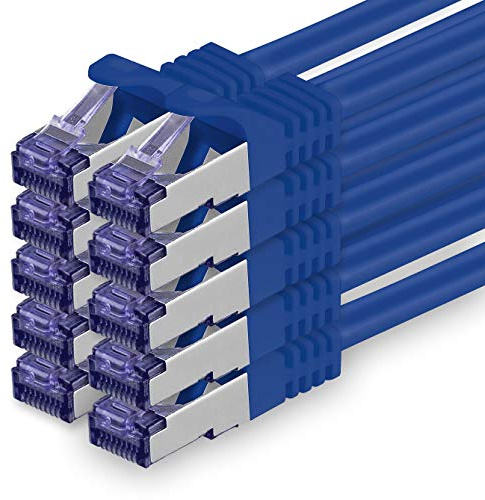 1aTTack.de Câble Réseau CAT7 CAT 7 10 Gigabit - 10x 1,5m - RJ45 Ethernet LAN DSL Routeur Modem - Bleu