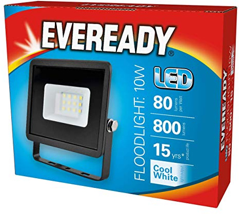 Eveready Black 10w LED Floodlight - Cool White / 4000k (S13944)