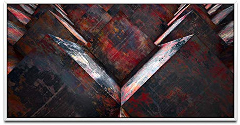 Metall Blöcke ca. 130x70cm Wandbild inklusive Schattenfugenrahmen weiss - Panorama Leinwand Bild XXL Format Wandbilder Wohnzimmer Wohnung Deko Kunstdrucke
