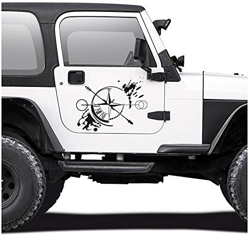 Autoaufkleber Kompass Offroad Windrose Sticker Folie für Auto Motorrad Wohnwagen Wohnmobil Anhänger Aufkleber Selbstklebend Kfz Zubehör
