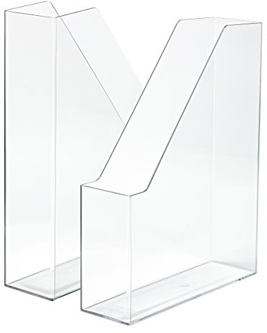 HAN Stehsammler i-LINE – 2 STÜCK, eleganter, moderner High-End Stehsammler für Hefte, Zeitschriften und Mappen bis Format DIN A4/C4, transparent-glasklar, 16501-23