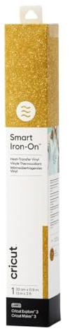 Cricut Smart Iron-On Heat-Transfer Vinyl | 1 Sheet | 33cm x 0.9m | Glitter Gold, (3ft), 2008673