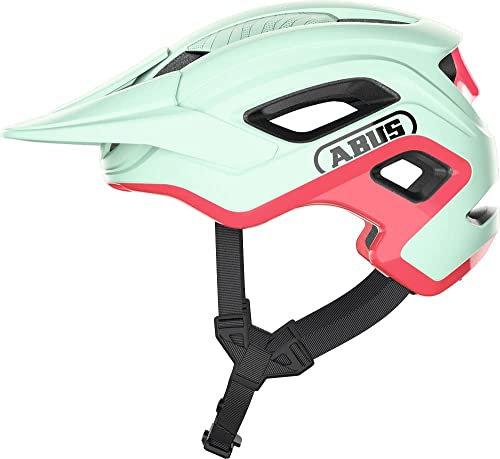 ABUS MTB-Helm Cliffhanger - Fahrradhelm für anspruchsvolle Trails - mit großen Lüftungsöffnungen & TriVider Riemensystem - für Damen und Herren - Mintgrün/Pink, Größe M