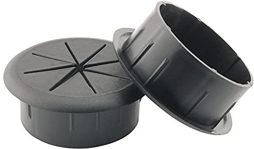 HJGarden 2 ojales de cable de escritorio de 5 cm, Pasacables para muebles de oficina, 50 mm, caja de hilos de ocho pétalos, color negro