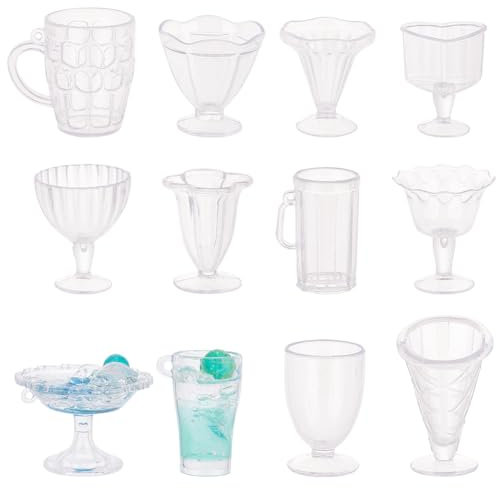 Olycraft 24pcs Plastik Mini Tassen Set Schlüsselbund Zubehör Epoxidharz Casting Kit Puppenhaus Miniatur Anhänger Für DIY-Eis Eisbecher Creme Ton Accessoire