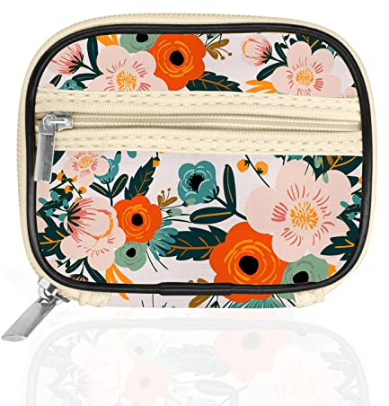 Serfeymi Tablettenbox Pillendose 7 Tage Klein Medikamentenbox Pillenbox mit Reißverschluss Stofftasche für Geldbörse,Tabletten Wochenbox zur Aufbewahrung von Medikamenten und Vitaminen – Blüte 01