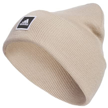 adidas Herren Beanie, breite Manschette, gefaltet, Wonder Beige/Schwarz/Weiß, Einheitsgröße, Wonder Beige/Schwarz/Weiß
