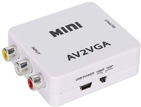 Convertitore da Mini VGA a Video, Mini Adattatore da AV a VGA Composito 480P Set Top Box TV Convertitore Video (bianco)