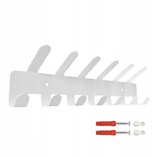 STALFORM Weiß Garderobenhaken aus Stahl - 13 Haken - 37,5 cm- Kleiderhaken Wand - Pulverbeschichtete Garderobenleiste - Kleiderstange Wandmontage - Hakenleiste Küche, Flur, Badezimmer