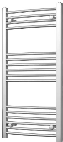 UK Radiators Modern Curved Heated Towel Rail Radiator - Bathroom Warmer | H1000mm x W500mm, Chrome - Brackets and Fixings Included - Efficient Towel Warmer for Bathrooms, Screw-In Wall Mounted