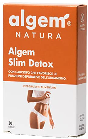 Detox Fegato Intestino SLIM DETOX 30 Capsule Algem Natura® Depurativo Fegato Con Cardo Mariano Fegato, Tarassaco E Carciofo, Curcuma Bardana E Goji, Diuretico, Antiossidante, Pacia Gonfia