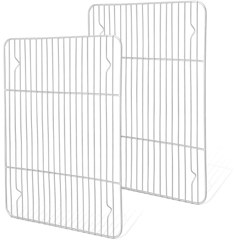 Joyfair Abkühlgitter 2er Set, Edelstahl Große Kuchengitter Auskühlgitter Set, 38,6 x 28,4 cm, Rechteckig Backgitter zum Backen Kochen Kühlen Grillen, Gesund & Langlebig, Ofen- und Spülmaschinenfest