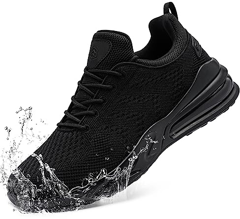 LARNMERN Men Non Slip Work Sneakers Water Resistant Food Service Zapatos Trabajo Antideslizantes Walking Shoes Waterproof Shoes Slip-on, Black 13 Wide
