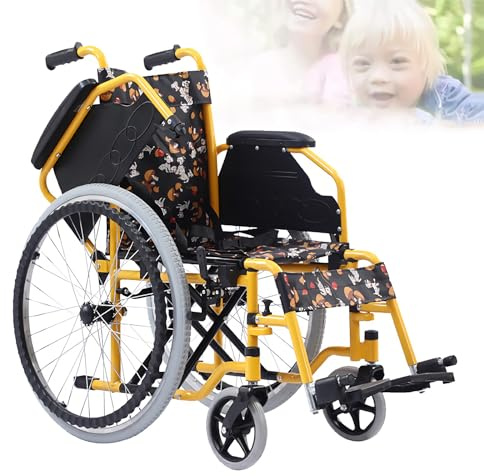 Pediatric Wheelchair for Kids & Children, Lightweight Folding Manual Wheelchairs W/Safety Belt, Flip-Back Desk-Length Arms & Removable Swing-Away Leg Rests, 20.5 Inch Seat Width Bariatric Wheel Chair