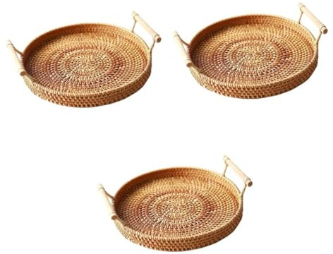 BESPORTBLE 3pezzi Cesto Da Picnic Rattan Intrecciato Cesto Porta Snacks Pratico e Decorativo Medie Per Casa e Feste