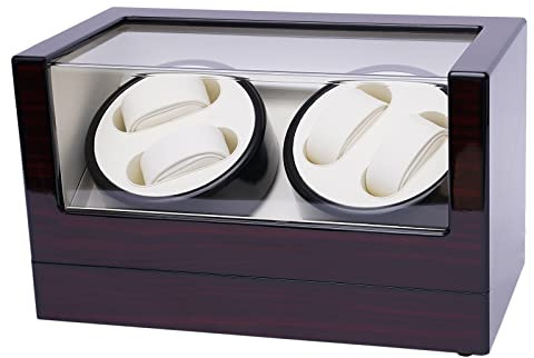 LANNADD Automatischer Uhrenaufzug, Uhrenbeweger 4 Uhren Deluxe Uhrenbox Holz-Display-Box Mit Leisem Motor, für Geschäfte und Den Persönlichen Gebrauch Zu Hause