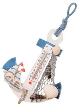 PRETYZOOM Ornamenti Sospesi Da Parete Ancora e Termometro, Decorazioni Nautiche Per Interni Ed Esterni, Ganci Decorativi in Stile Spiaggia Per Casa e Fotografia