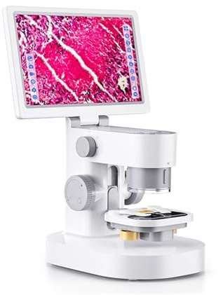 LEPREM Microscope de Laboratoire composé binoculaire LED Microscope Biologique 9 Pouces, Écran IPS 1200X 24mp, Caméra Vidéo Stéréo Numérique avec Moniteurs LCD Tactiles avec Un Design Ergonomique