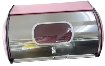 kowaku con Tapa Enrollable, Caja de Pan rústica para encimera, panero para Granja, cafetería, panadería, despensa de Productos horneados, Rosa