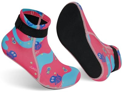 Gogokids Neoprensocken Kinder 3mm, Rutschfeste Schwimmsocken 2-12 Jahre | 3mm Neopren, Klettverschluss, Warmhalten, für Strand, Beachvolleyball, Surfen, Tauchen, Jungen & Mädchen