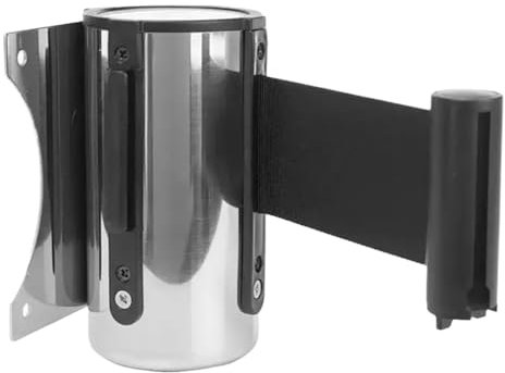 Einziehbare Gürtel Barriere Einziehbare Bandbarriere Crowd Control Outdoor Edelstahl Wandhalterung Roter Gürtel Sport Stanchion Queue 3Meter(Black)